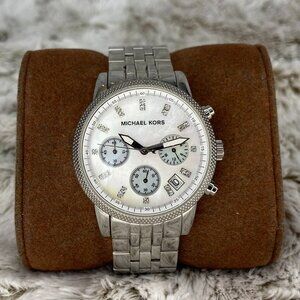 Michael Kors Silver Chronograph Watch (MK5020) – Like New